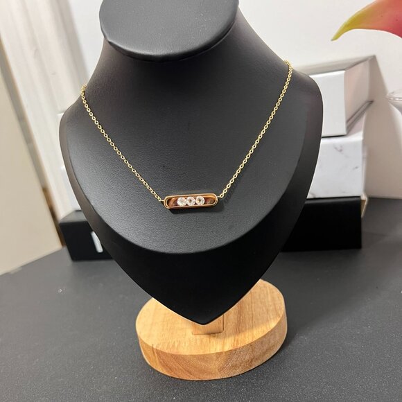 Stainless Steel Sparkling Movable Zircon Pendant Necklace Women's Fashion - Picture 3 of 4